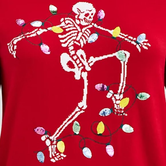 ❤️NWT VINTAGE TORRID SWEATER - DANCING SKELETON HOLIDAY CHRISTMAS LIGHTS TREE - Picture 2 of 16